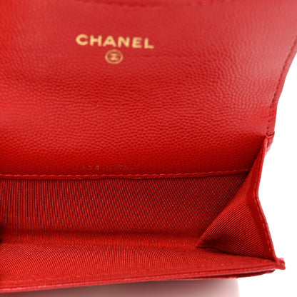 Chanel Caviar Quilted Flap Card Holder Wallet Red 5 of 9