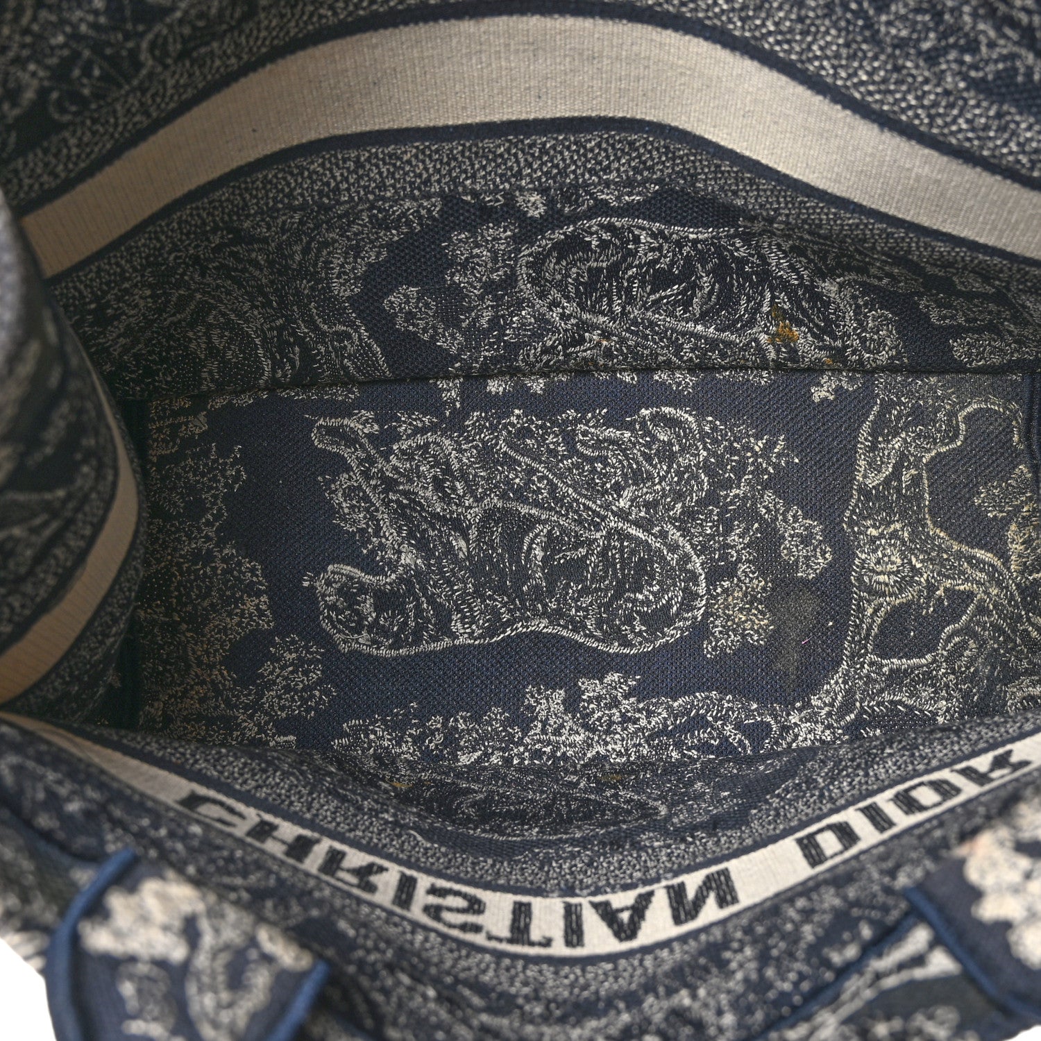 Christian Dior Canvas Embroidered Medium Toile De Jouy Reverse Book Tote Blue 5 of 9