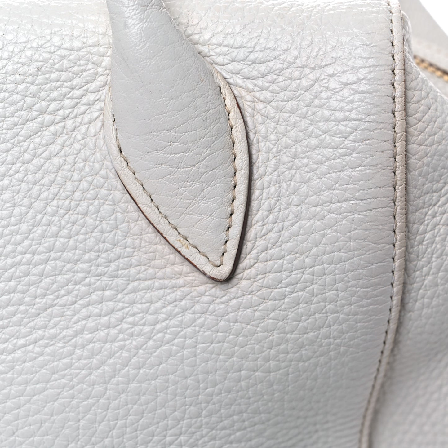 Vitello Daino Medium Top Handle Bag White