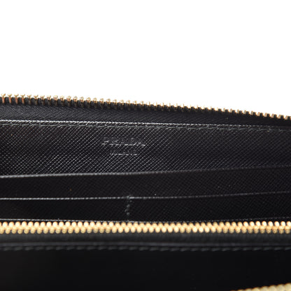 Prada Saffiano Zip Around Wallet Black 6 of 8