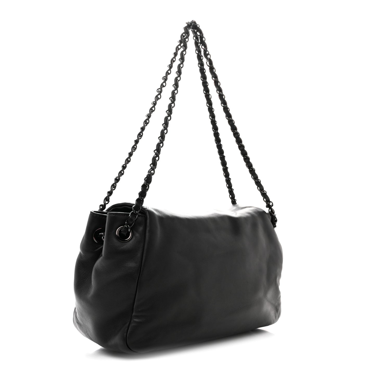 Lambskin Studded Accordion CC Flap Black