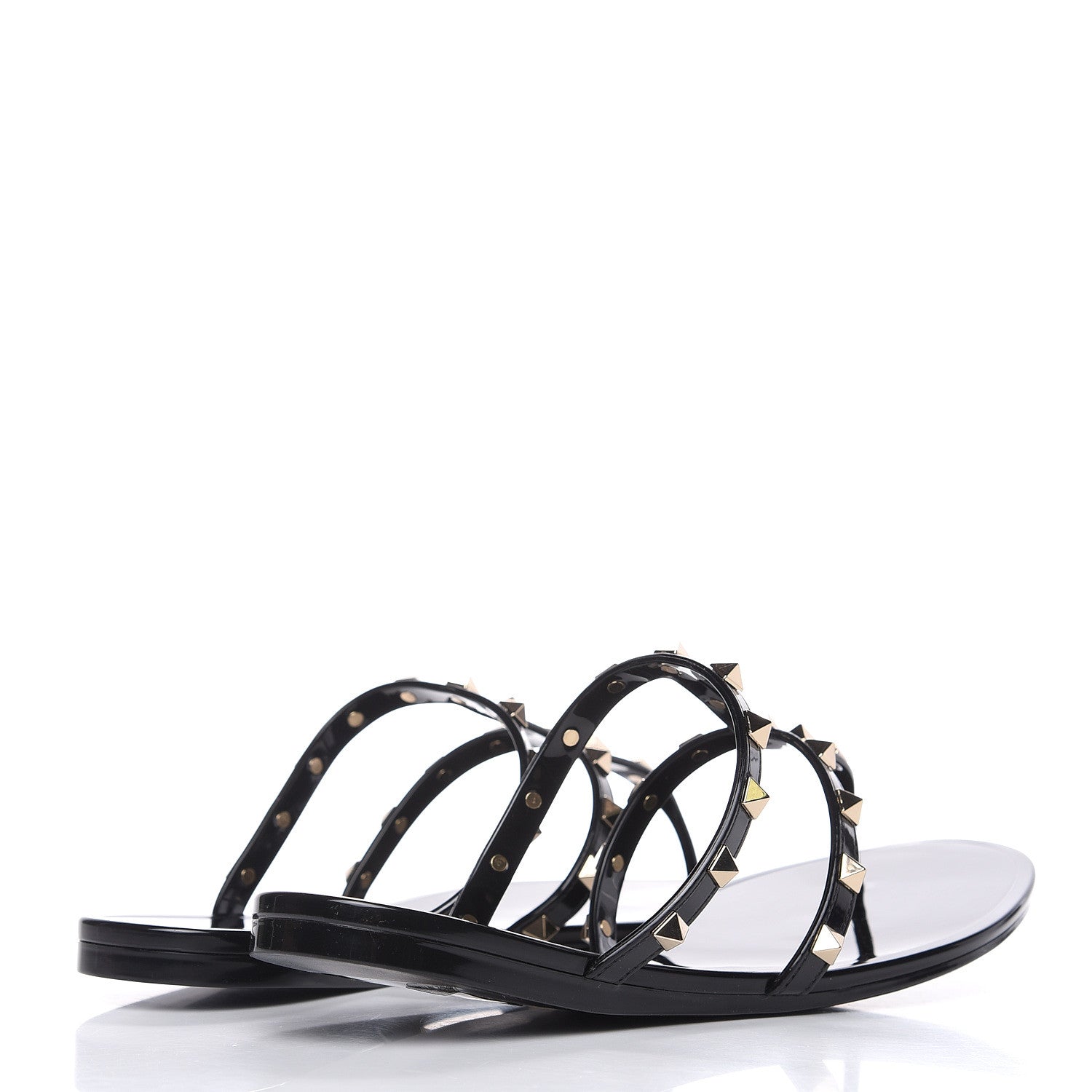 Valentino Garavani PVC Jelly Rockstud Caged Flat Thong Sandals 41 Black 4 of 8