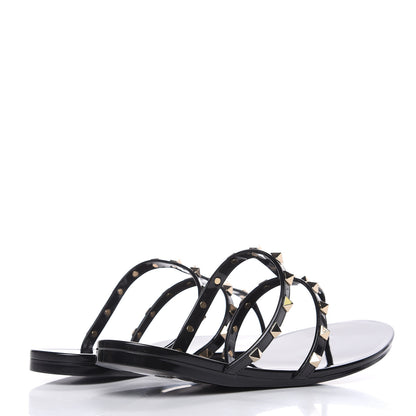 Valentino Garavani PVC Jelly Rockstud Caged Flat Thong Sandals 41 Black 4 of 8