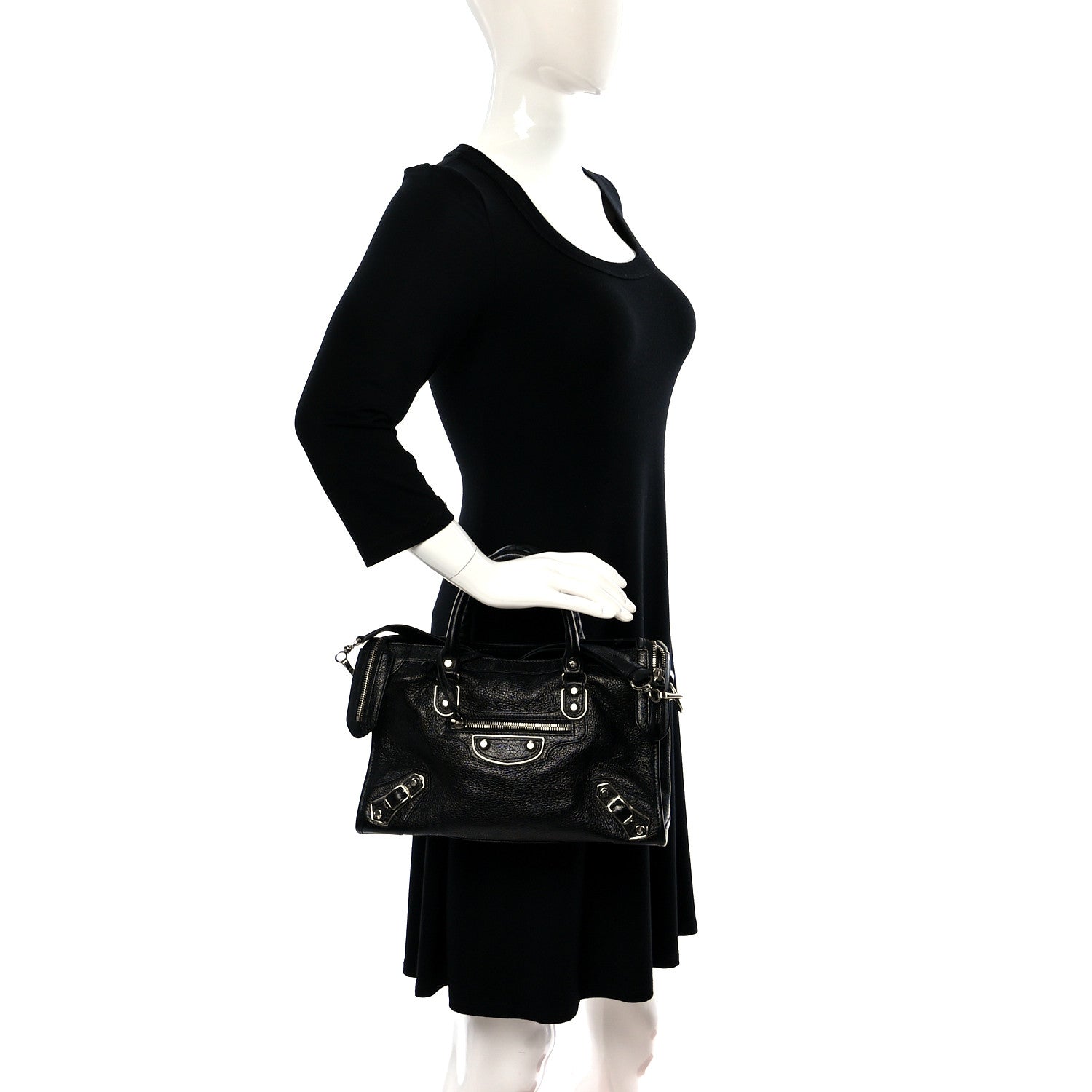 Balenciaga Chevre Silver Metallic Edge Hardware S City Black 2 of 8
