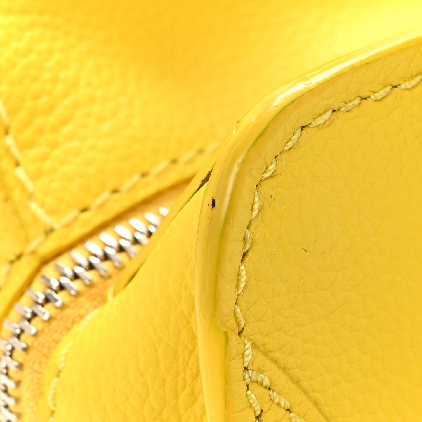 Pebbled Calfskin Mini Skull Padlock Zip Around Tote Imperial Yellow