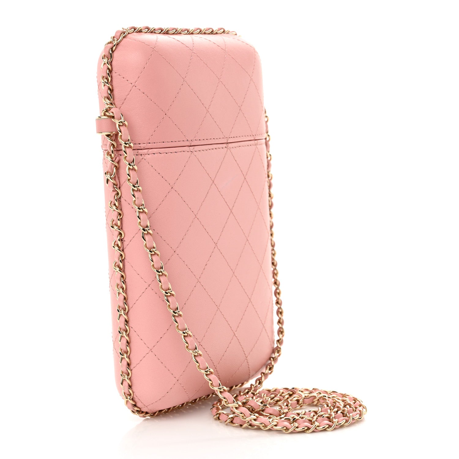 Chanel Lambskin Quilted Chain Around Phone Holder Pink 3 of 10
