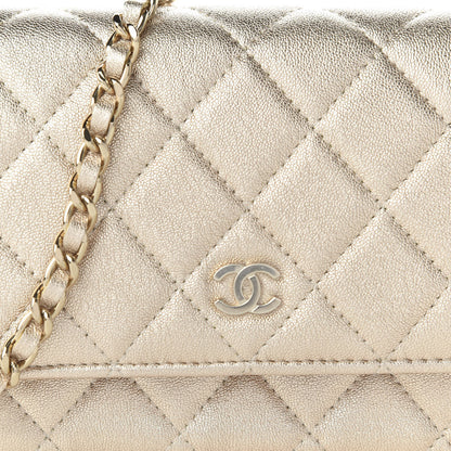 Chanel Metallic Lambskin Quilted Mini Wallet On Chain WOC Gold 10 of 11