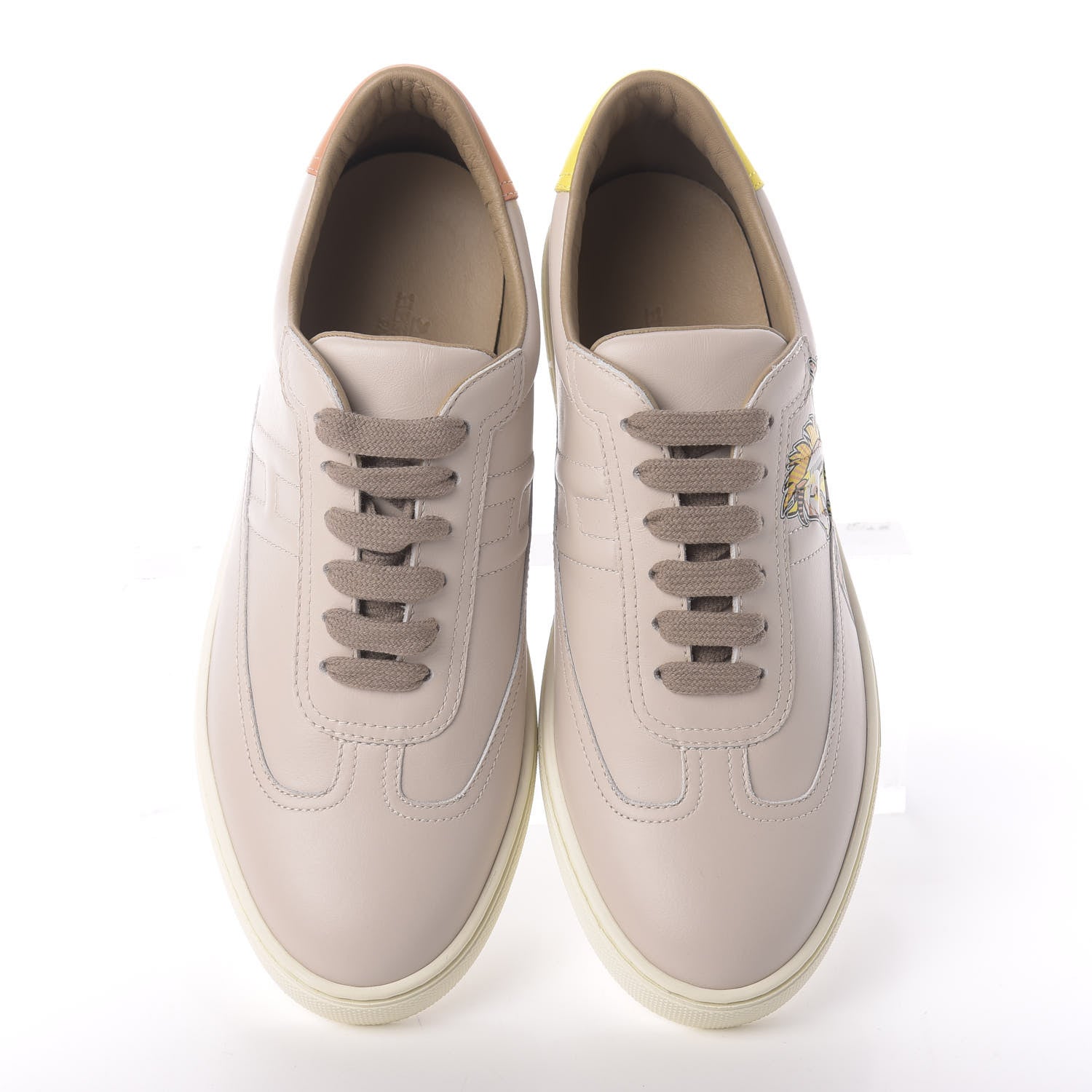 Hermes Calfskin Pegase Pop Quicker Sneakers 37.5 Beige Multicolor 5 of 12