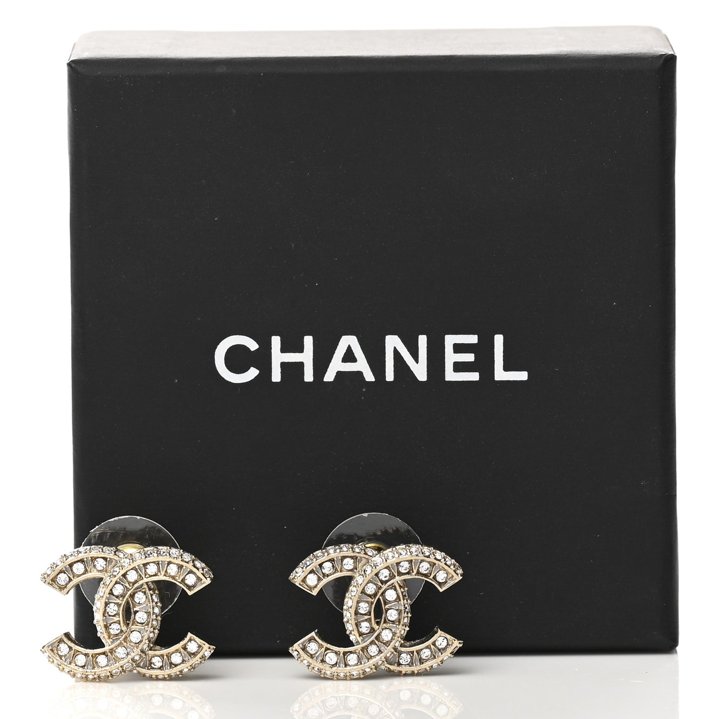 Crystal Timeless CC Earrings Light Gold