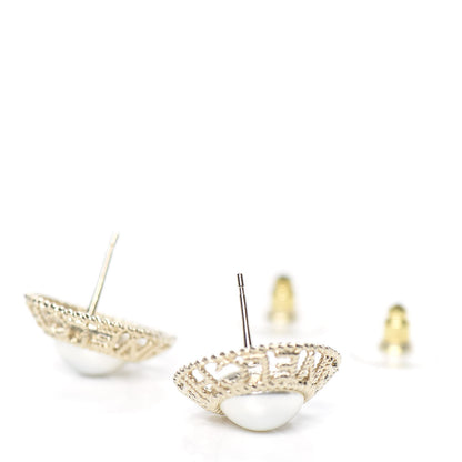 Chanel Pearl CC Round Rope Logo Earrings Gold 4 of 5