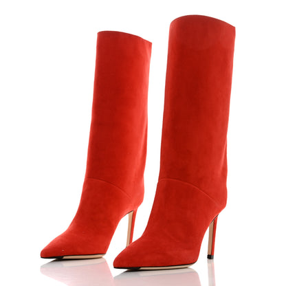 Jimmy Choo Suede Beren 85 Boots 36 Red 3 of 7