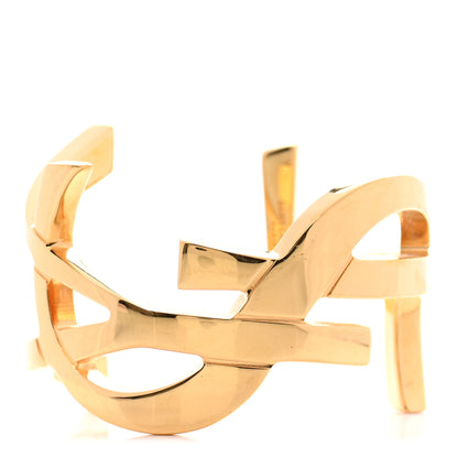 Saint Laurent Brass Monogram Small Cuff Bracelet Gold 1 of 4