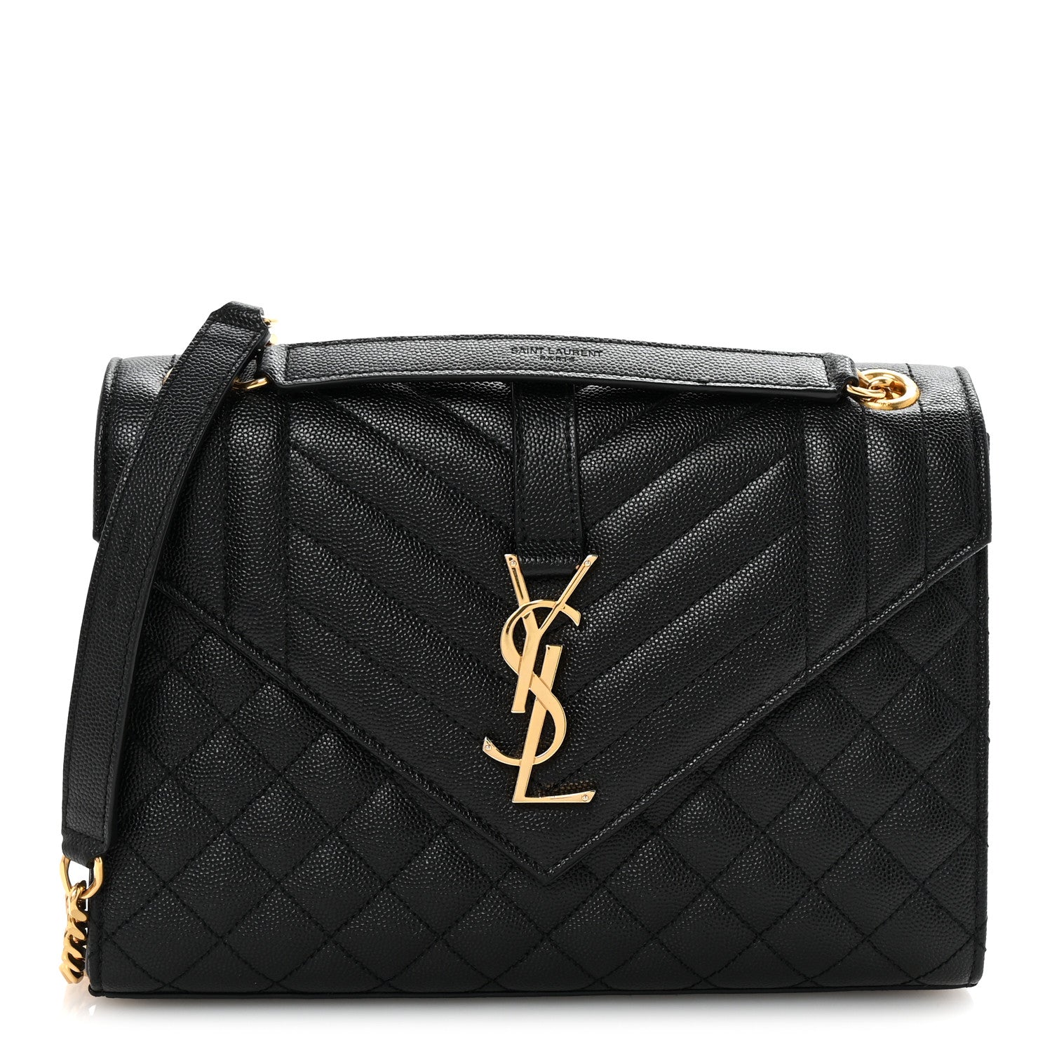 Saint Laurent Grain De Poudre Textured Mixed Matelasse Triquilt Medium Monogram Satchel Black 1 of 9