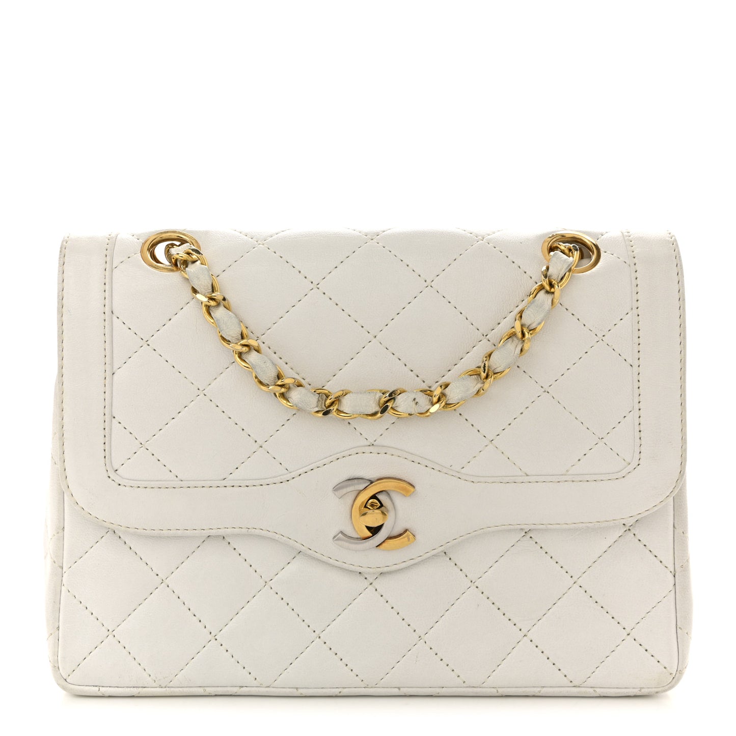 Lambskin Quilted Small Flap White