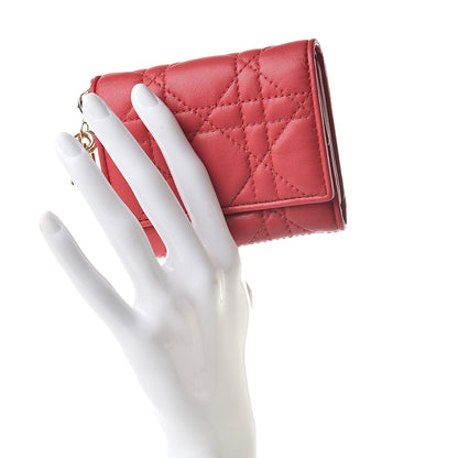 Christian Dior Lambskin Cannage Lady Dior Lotus Wallet Rusty Red 2 of 7