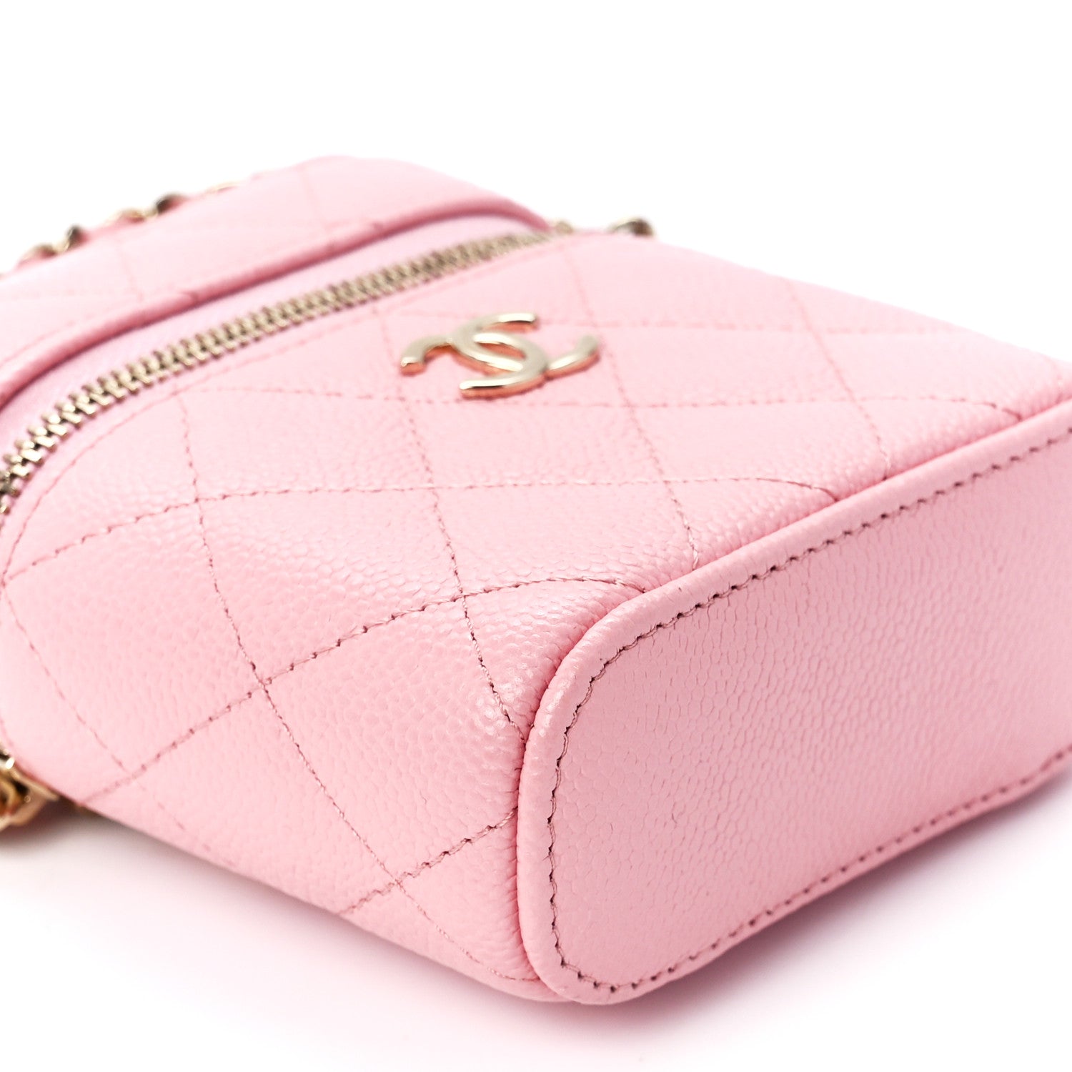 Chanel Caviar Quilted Small Handle With Care Vanity Case With Chain Pink 10 of 11