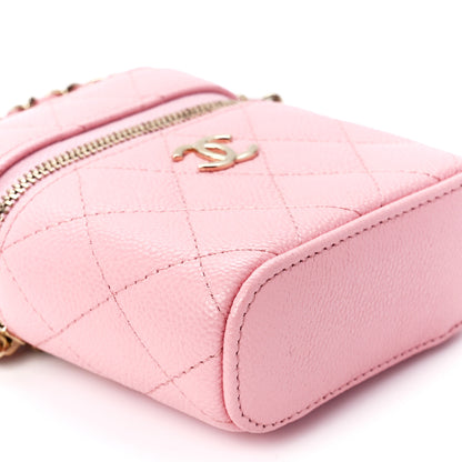 Chanel Caviar Quilted Small Handle With Care Vanity Case With Chain Pink 10 of 11