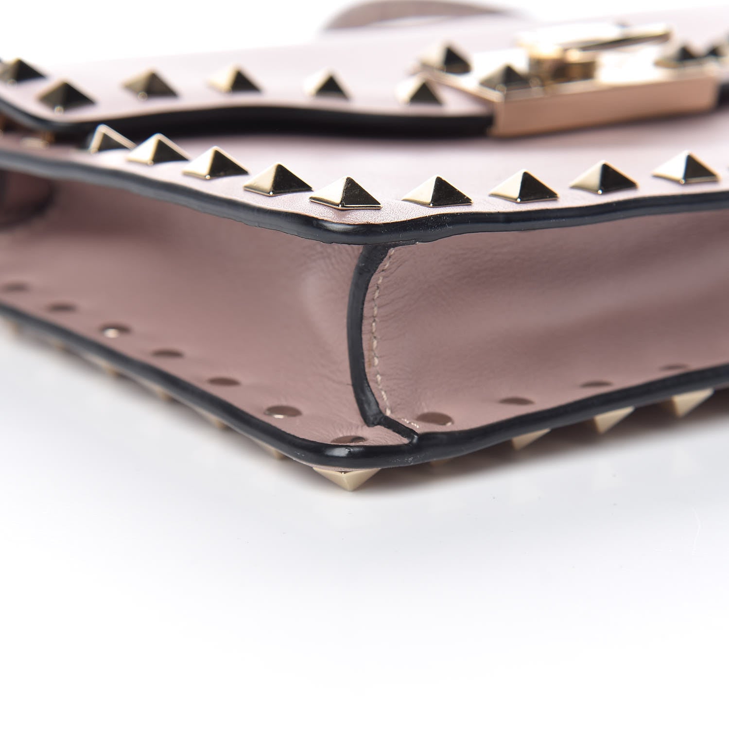 Valentino Garavani Vitello Rockstud Shoulder Flap Bag Poudre 7 of 9