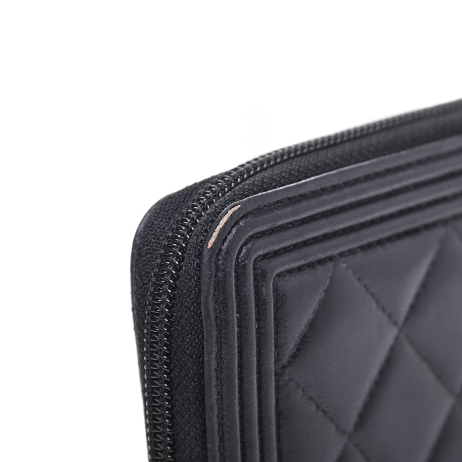 Chanel Lambskin Quilted Boy Zip Around Wallet Black 9 of 9