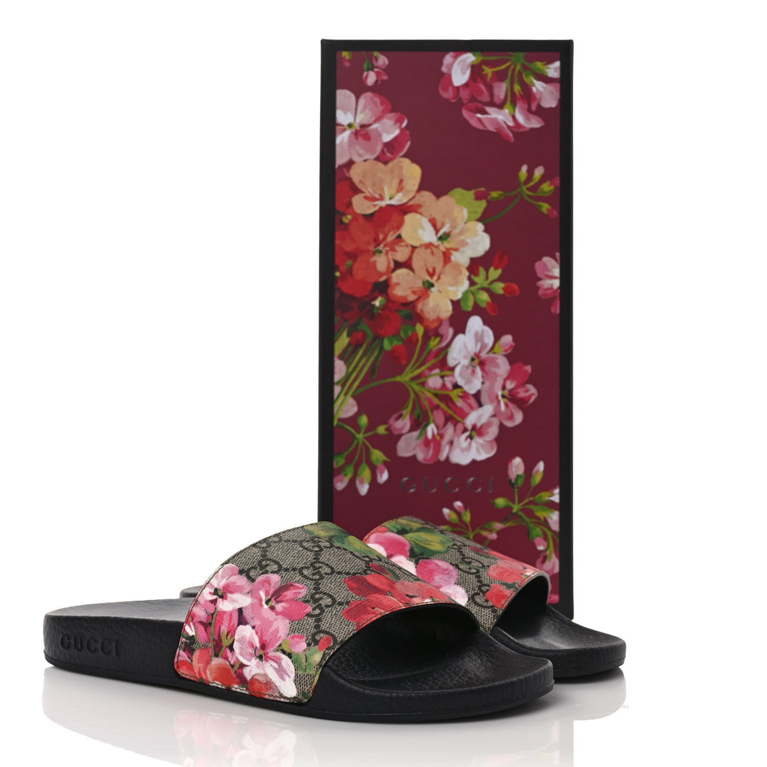 Gucci GG Supreme Monogram Blooms Slide Sandals 37 Beige Multicolor 8 of 8