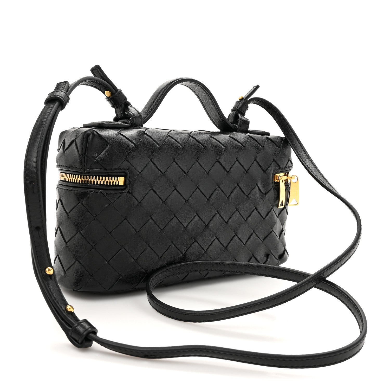 Bottega Veneta Calfskin Intrecciato Bang Bang Vanity Case Black 3 of 9
