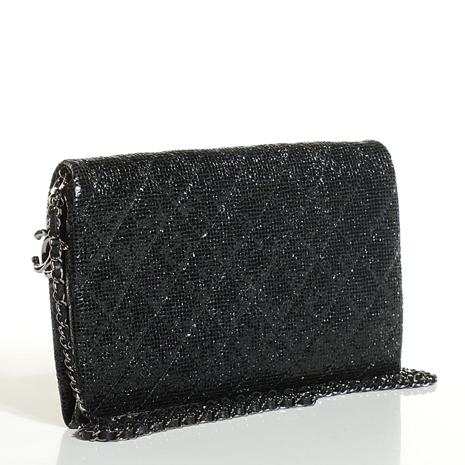 Chanel Iridescent Quilted Chain Clutch Black 10 of 14