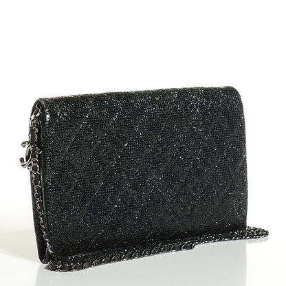 Chanel Iridescent Quilted Chain Clutch Black 10 of 14