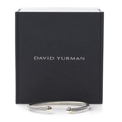 David Yurman Sterling Silver 18K Yellow Gold 4mm Cable Classics Bracelet 5 of 5