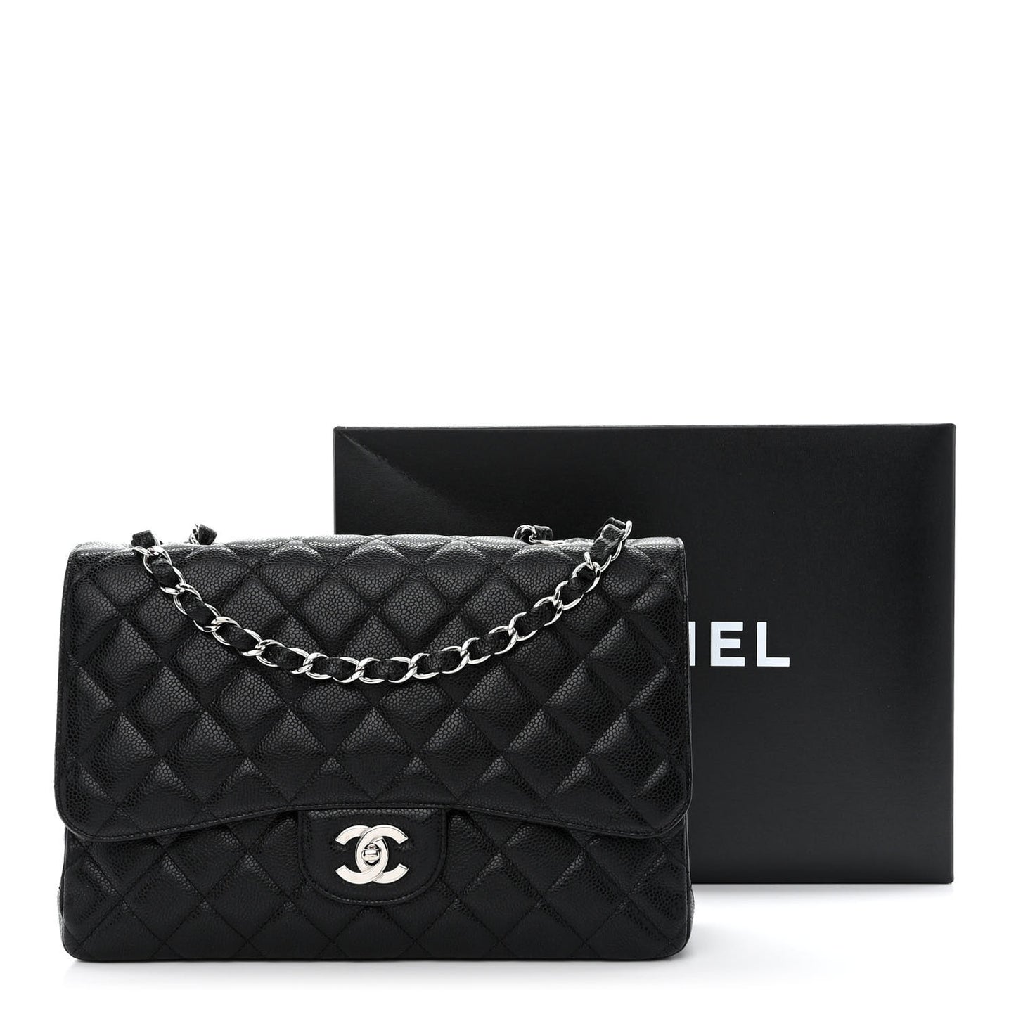 Caviar Quilted Jumbo Single Flap Black