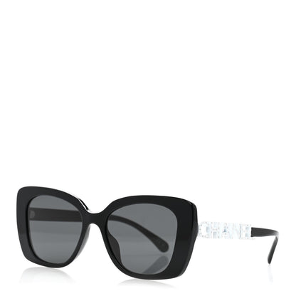Chanel Acetate Strass Square Sunglasses 5422-B-A Black White 1 of 8
