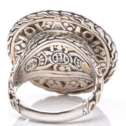 John Hardy Sterling Silver 22K Yellow Gold Citrine Enamel Palu Bulan Coin Ring 54 7 5 of 6