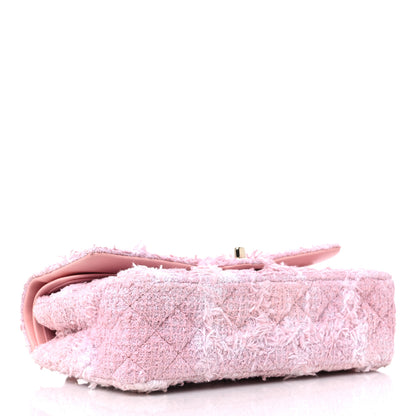Chanel Tweed Medium Double Flap Light Pink White 4 of 10