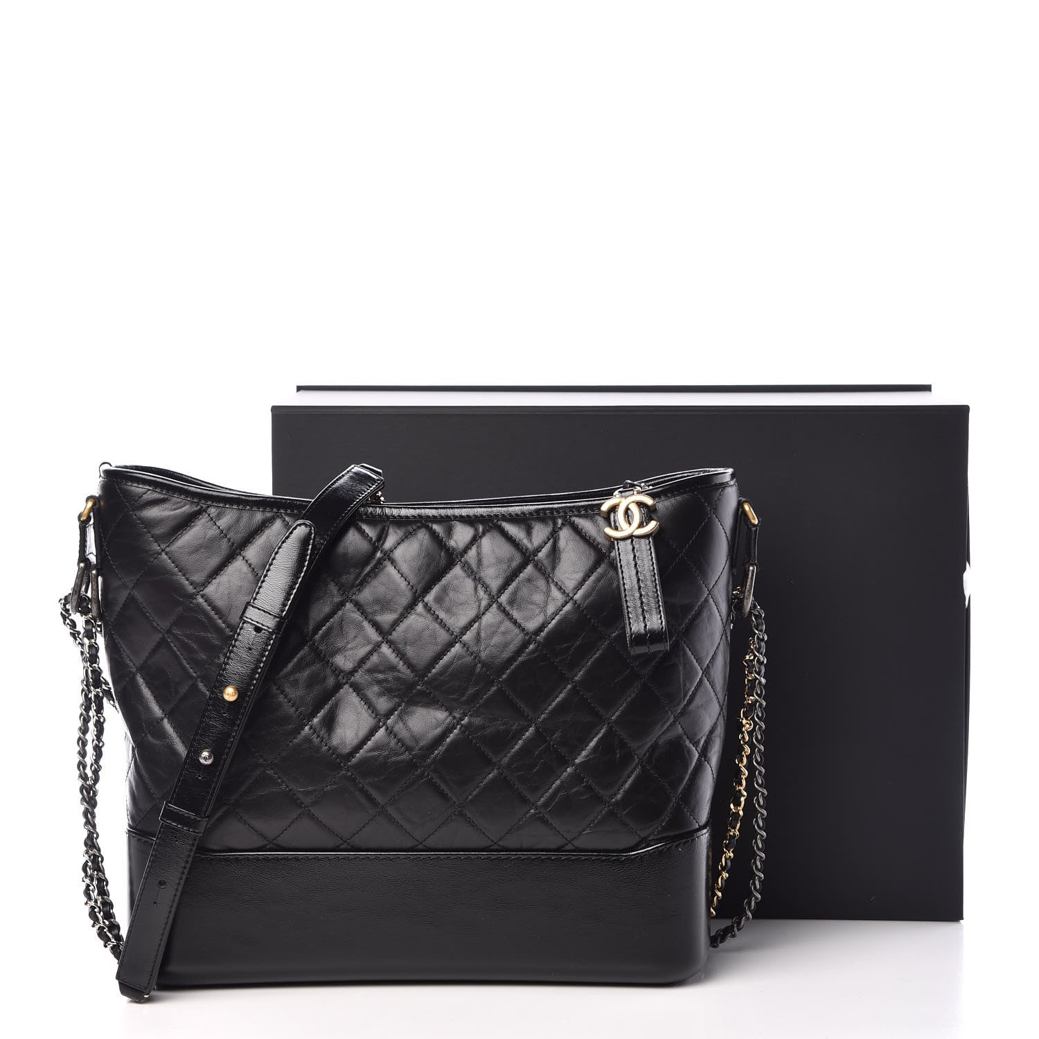 Chanel Aged Calfskin Quilted Large Gabrielle Hobo Black 10 of 10