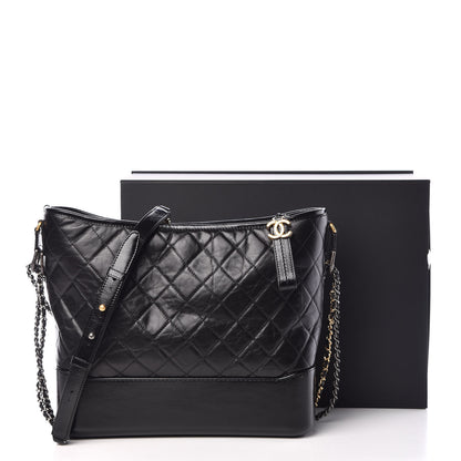 Chanel Aged Calfskin Quilted Large Gabrielle Hobo Black 10 of 10