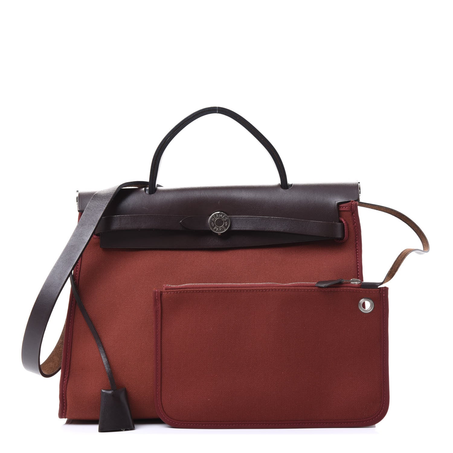Hermes Vache Hunter Toile Herbag Zip 31 PM Rouge H Ebene 1 of 10
