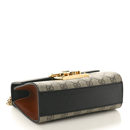 Gucci GG Supreme Monogram Calfskin Small Padlock Shoulder Bag Beige Black Cuir 4 of 11