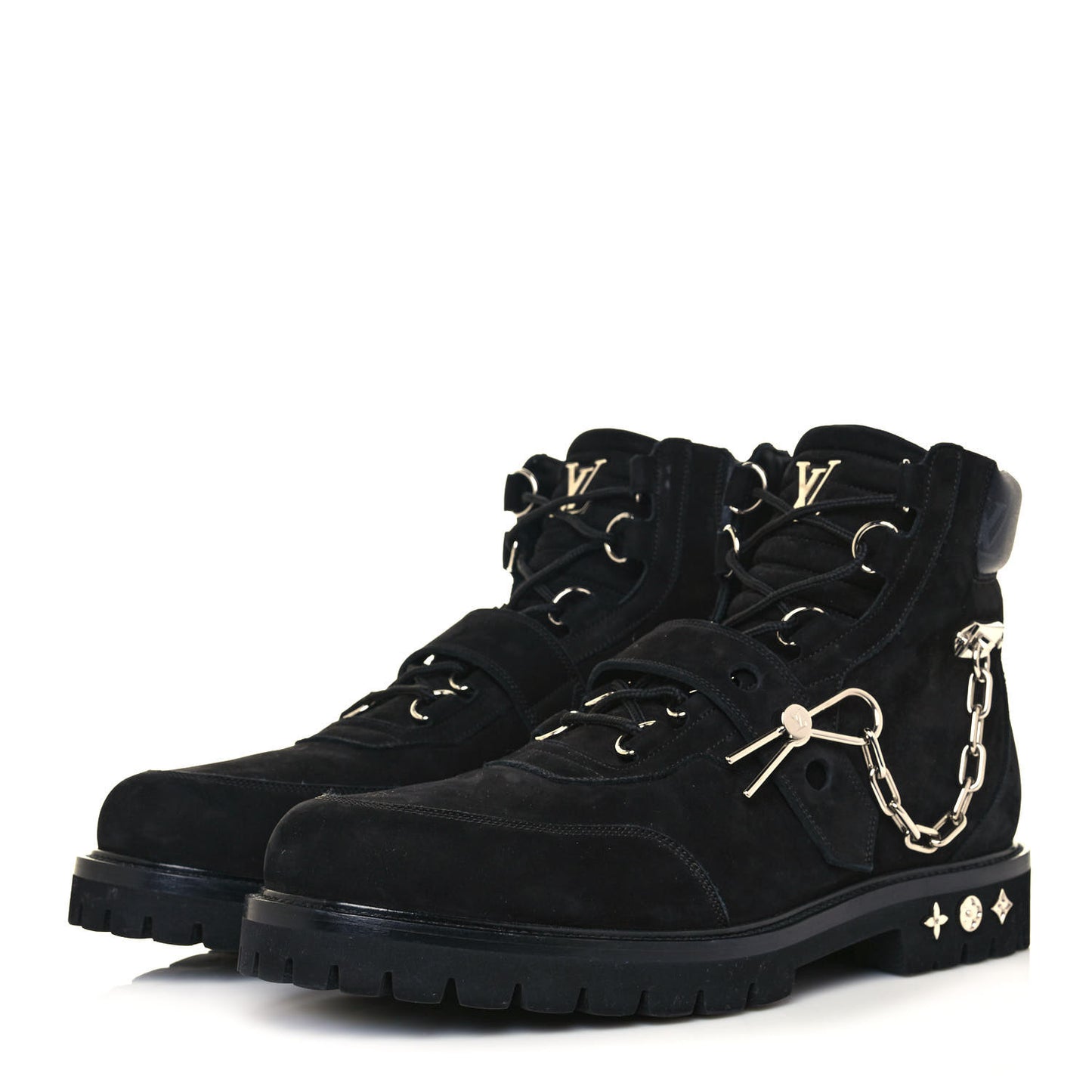 Suede Calfskin Monogram Eclipse Mens Creeper Ankle Boots 11 Black