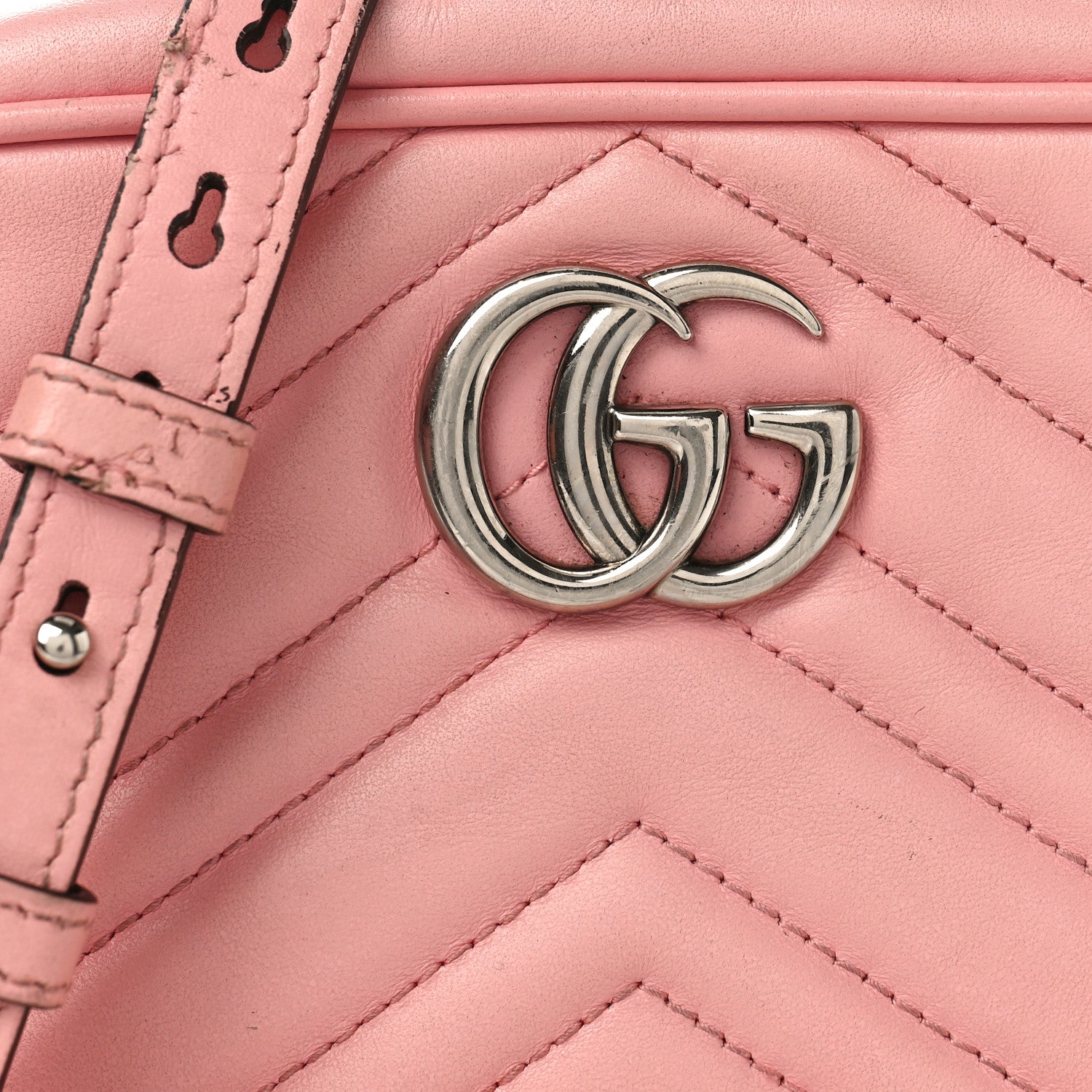 Gucci Calfskin Matelasse Mini GG Marmont Chain Shoulder Bag Wild Rose 8 of 14
