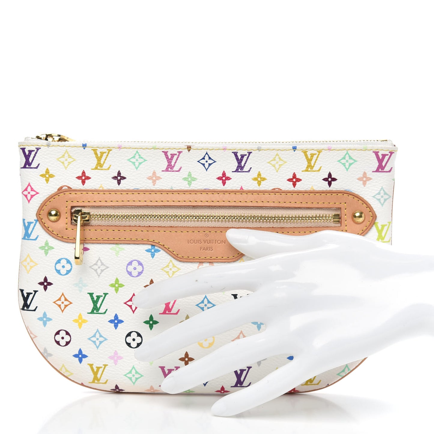Monogram Multicolor Pochette Plate GM White