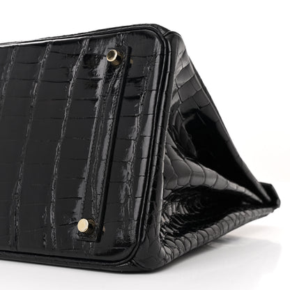 Hermes Shiny Porosus Crocodile Birkin 35 Black 10 of 17