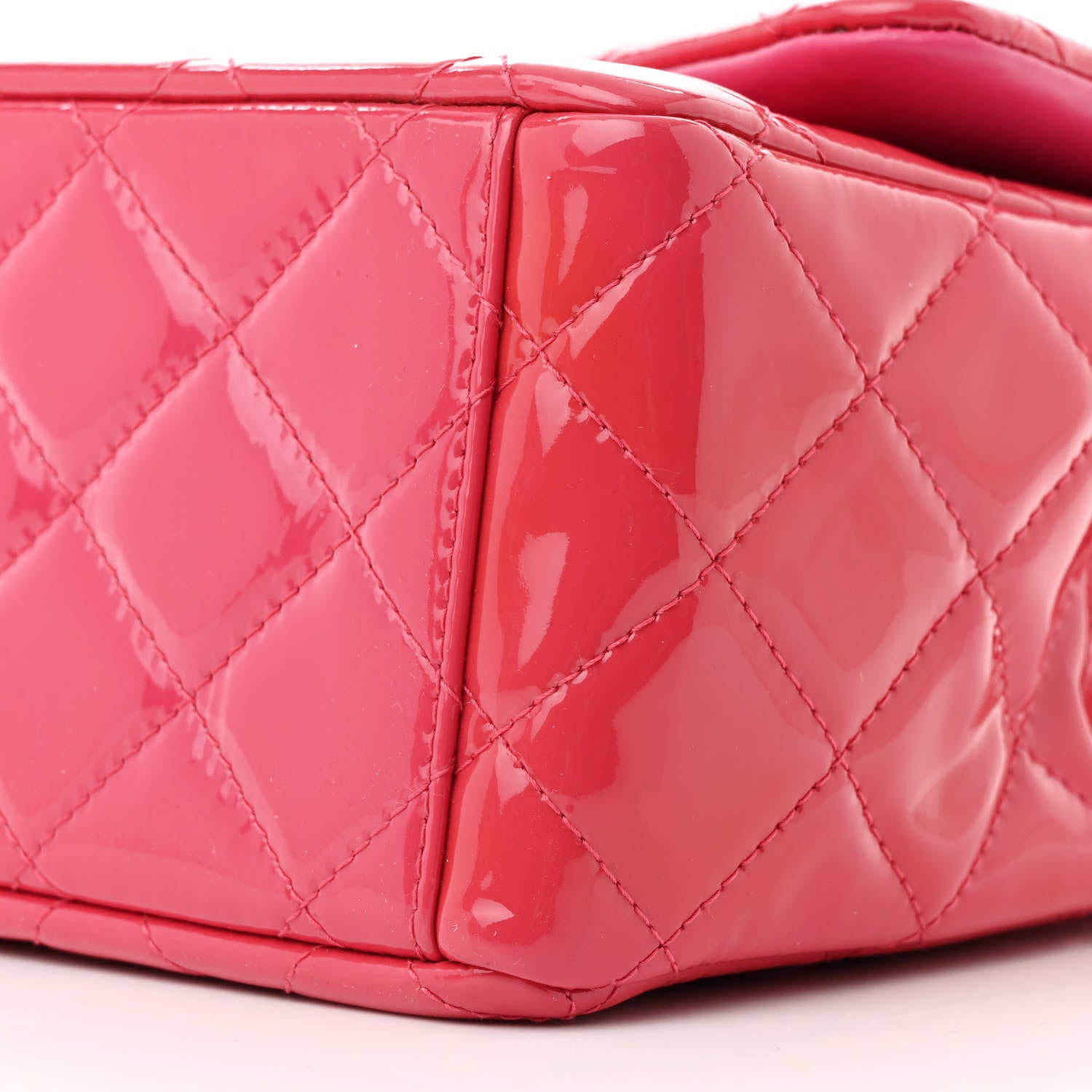Chanel Patent Maxi Quilted Double Flap Dark Pink 10 of 11