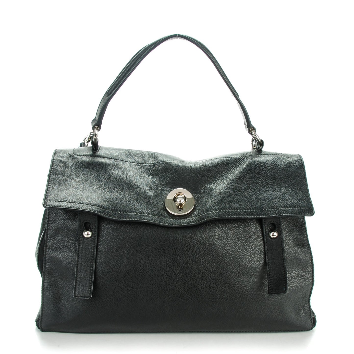 Calfskin Canvas Large Muse Two Black