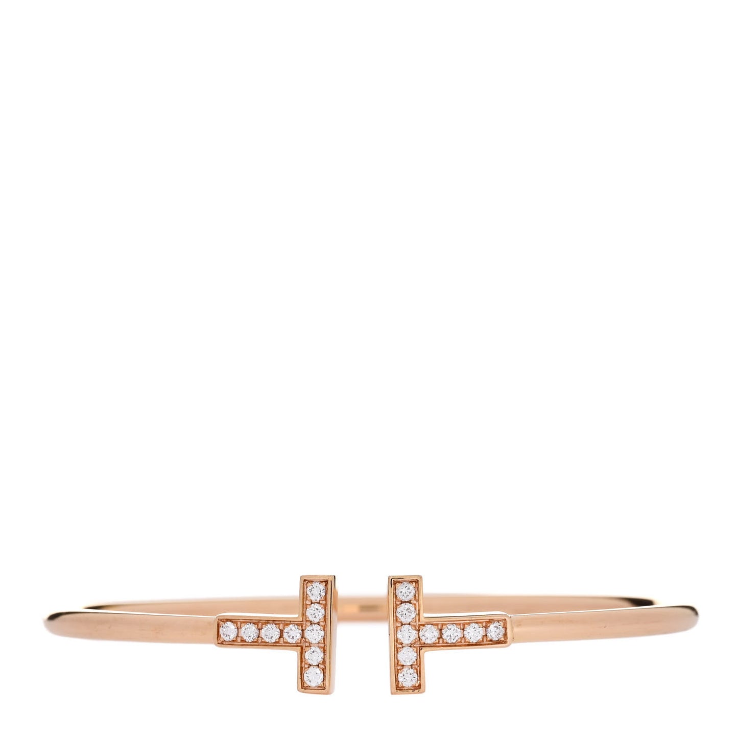 18K Rose Gold Diamond T Wire Bracelet