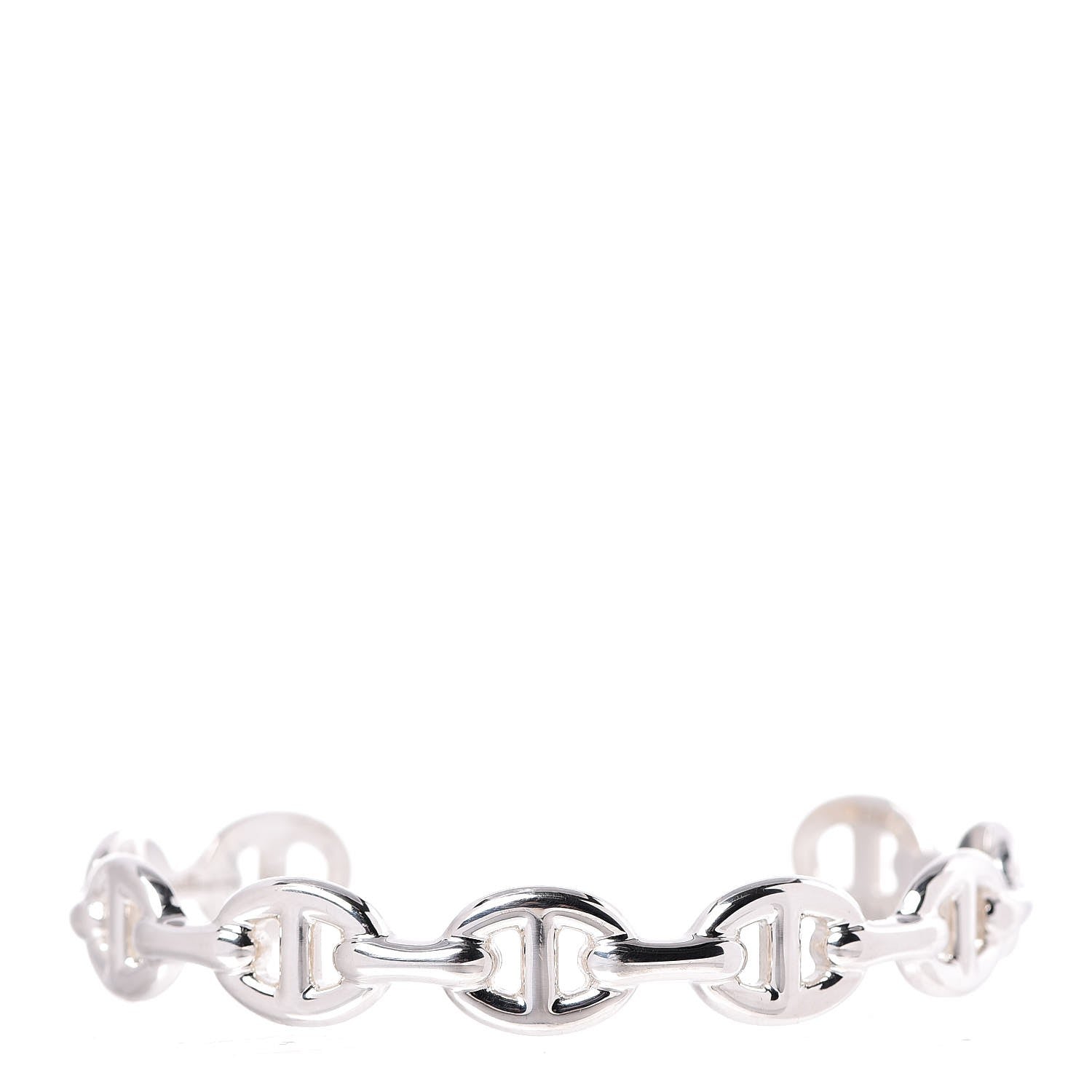 Hermes Sterling Silver MM Chaine d'Ancre Enchainee Cuff Bracelet ST 1 of 6