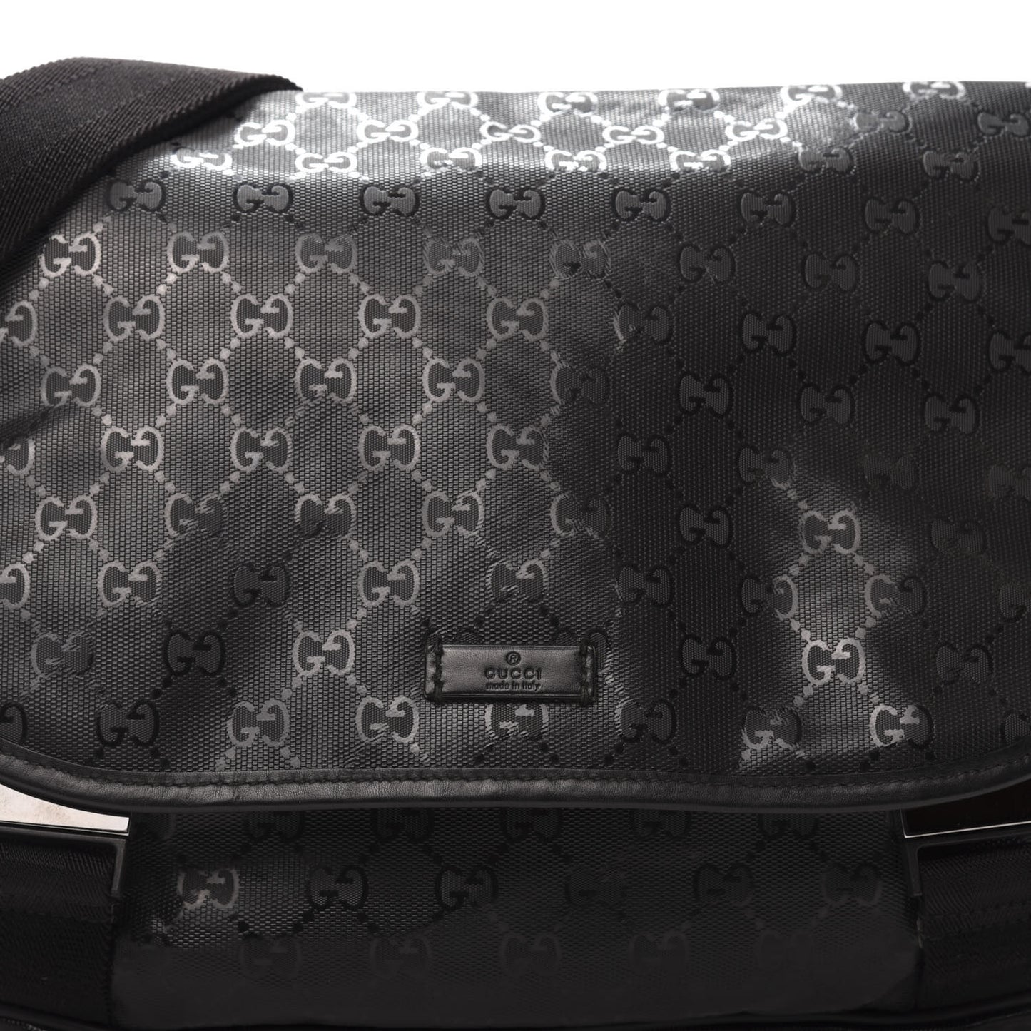 Imprime Monogram Medium Double Buckle Flap Messenger Bag Black