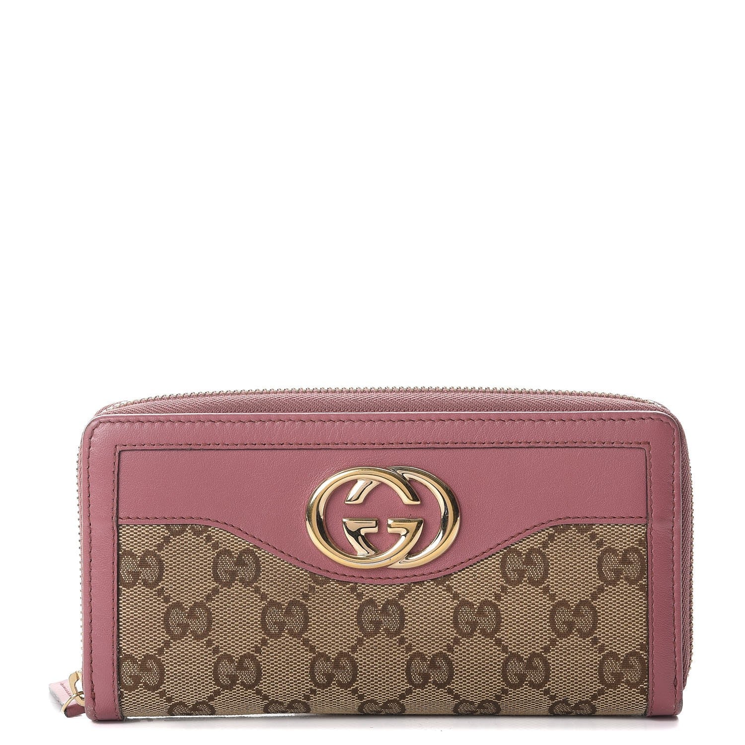 Gucci Monogram Margaux Calfskin Sukey Zip Around Wallet Beige Ebony Vintage Rose 1 of 11
