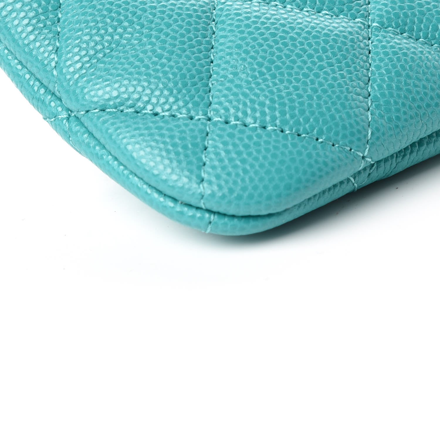 Chanel Caviar Quilted Small Cosmetic Case Turquoise 8 of 10