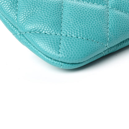 Chanel Caviar Quilted Small Cosmetic Case Turquoise 8 of 10