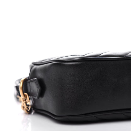 Gucci Calfskin Matelasse Mini GG Marmont Chain Shoulder Bag Black 8 of 10