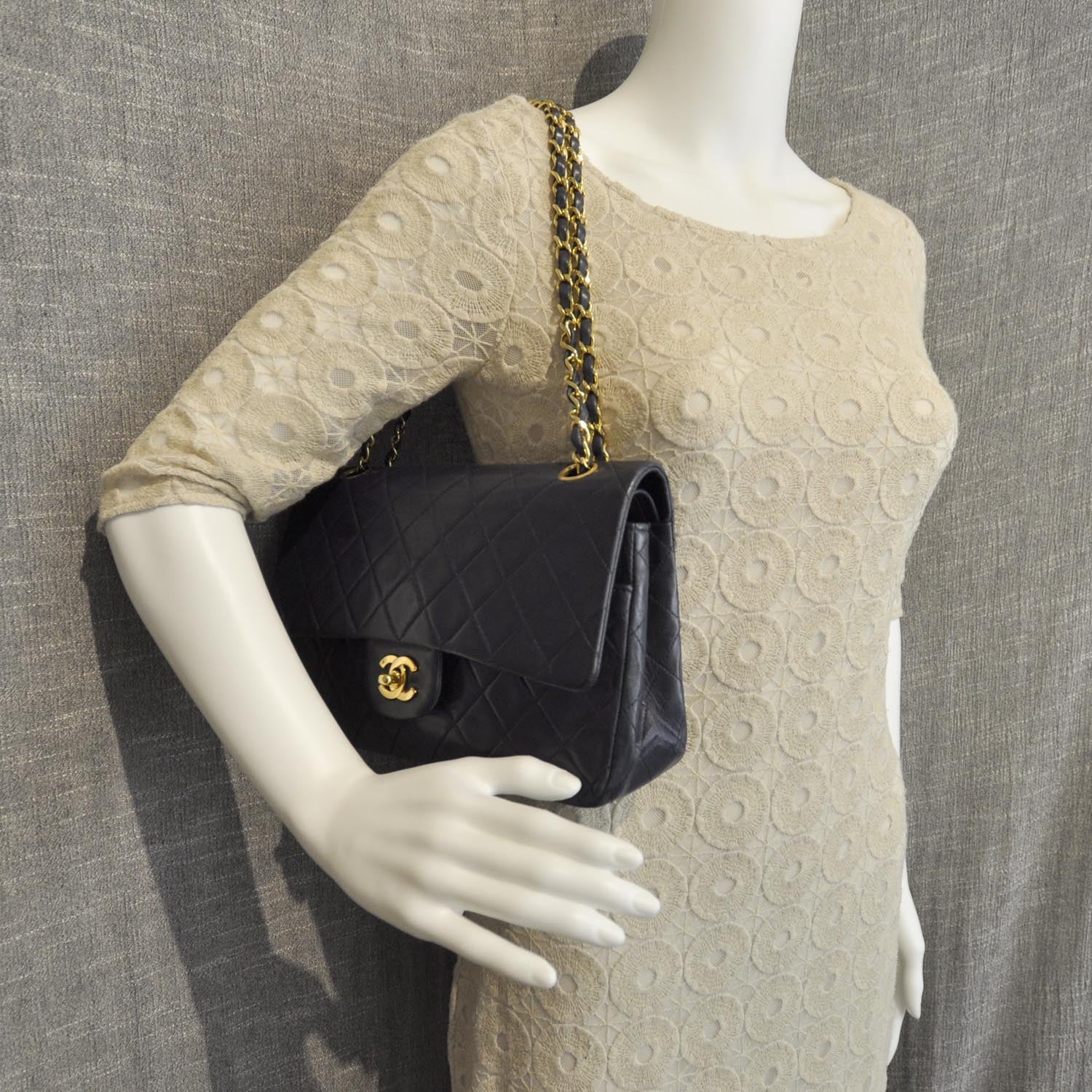 Chanel Lambskin Quilted Medium Double Flap Navy 2 of 11